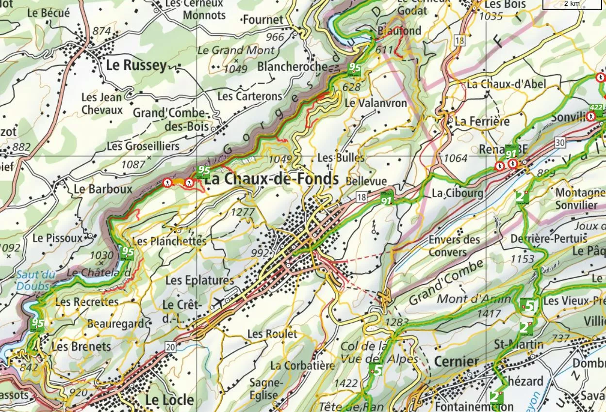 Carte des Sentiers du Doubs